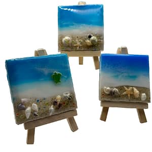 Collection mini resin ocean art with white background